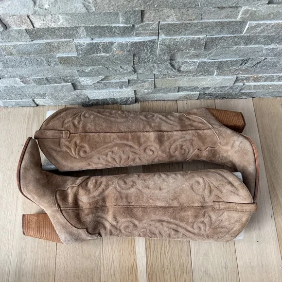 Steve Madden Lasso Pointed Toe Chunky Heel Knee-high Brown Cowboy Boots 8 - Picture 13 of 15